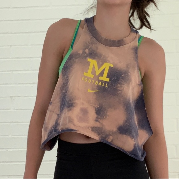 Restyled Distressed Nike Michigan Crop Tank - Picture 2 of 10